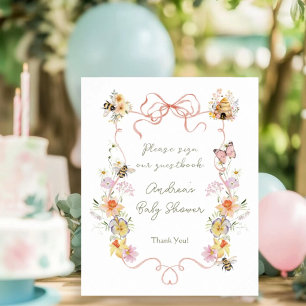 Watercolor Floral Mummy to Bee Sign Our Guestbook
