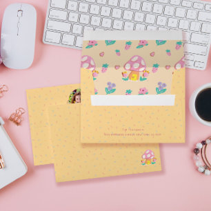 Watercolor Floral Mushroom Photo Creamy Yellow Envelope