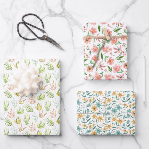 Watercolor Floral & Nature Botanical Wrapping Paper Sheet
