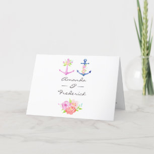 Watercolor Floral Nautical Wedding Programme