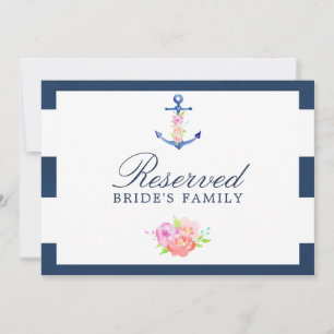 Watercolor Floral Nautical Wedding Reserved Sign