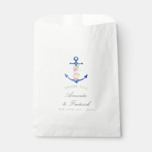 Watercolor Floral Nautical Wedding Thank You Favour Bags