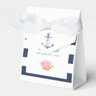Watercolor Floral Nautical Wedding Thank You Favour Box