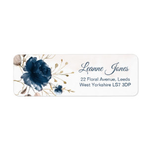 Watercolor floral navy blue & gold