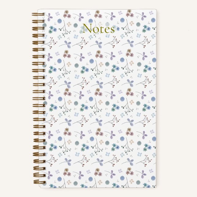 Watercolor Floral Notebook - Blue (Front)