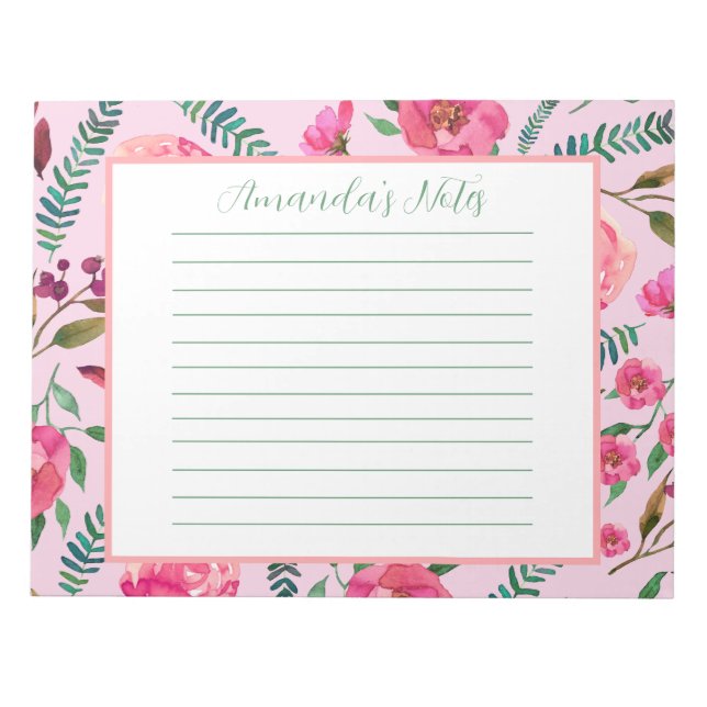Watercolor Floral  Notepad (Front)