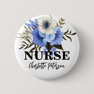 Watercolor Floral Nurse Name Tag 6 Cm Round Badge