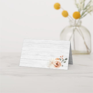 Watercolor Floral on Light Wood Place Cards