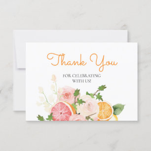 Watercolor Floral Orange Citrus Theme Thank You Card