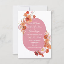 watercolor floral orange pink & summer wedding 