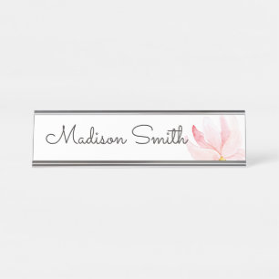 Watercolor Floral Painting Desk Name Plate