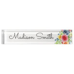 Watercolor Floral Painting Nameplate