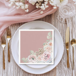 Watercolor Floral Pale Pink Birthday Napkin
