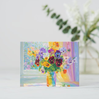 Watercolor Floral Pansies Postcard