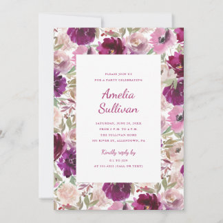 Watercolor Floral Party Invitation