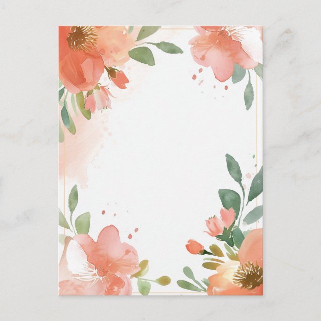 Watercolor Floral Pastel Blank  Postcard (Front)