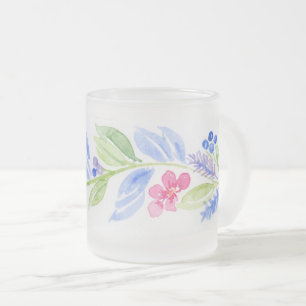 Watercolor Floral Pastels Frosted Glass Coffee Mug