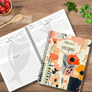 Watercolor Floral Patchwork Personalised Recipe Notebook