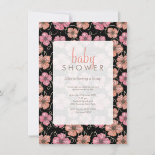 Watercolor Floral Pattern Baby Shower Invite