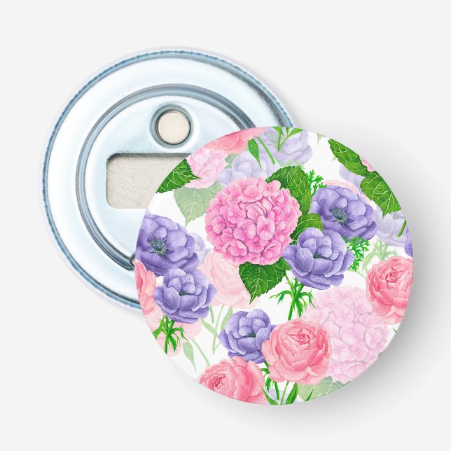 Watercolor floral pattern bottle opener (Front)