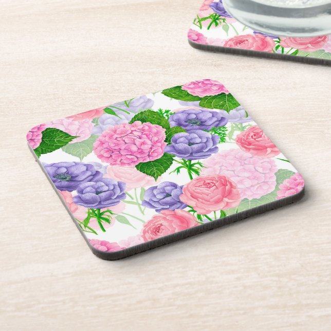 Watercolor floral pattern coaster (Left Side)