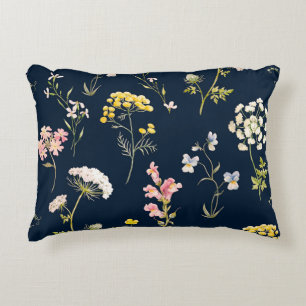 Watercolor floral pattern, delicate flower hand dr decorative cushion