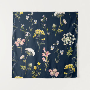 Watercolor floral pattern, delicate flower hand dr tapestry