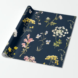 Watercolor floral pattern, delicate flower hand dr wrapping paper