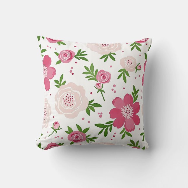 Watercolor Floral Pattern – Flat Design Cushion (Front)
