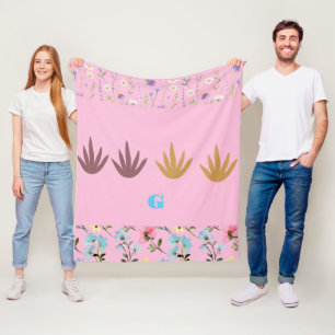 Watercolor Floral Pattern Fleece Blanket