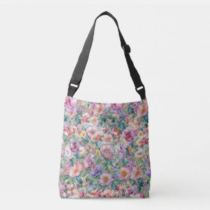 Watercolor Floral Pattern, Floral Background  Crossbody Bag