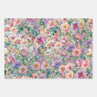 Watercolor Floral Pattern, Floral Background  Wrapping Paper Sheet