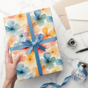 Watercolor Floral Pattern Gift Vibrant Blooms Wrapping Paper