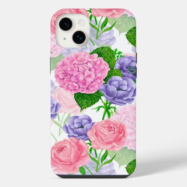 Watercolor floral pattern iPhone case (Back)