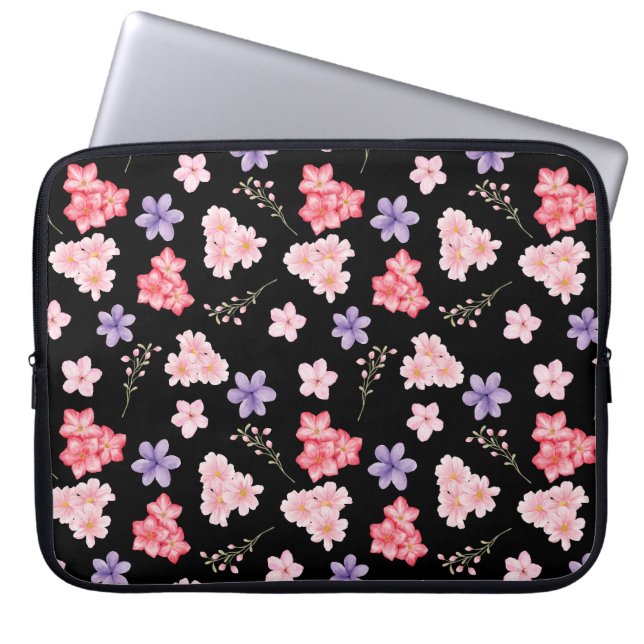 Watercolor Floral Pattern  Laptop Sleeve (Front)