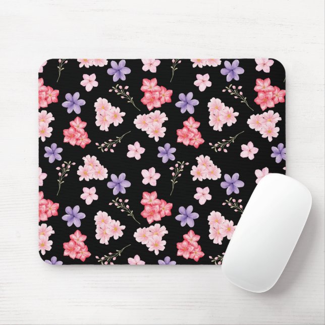 Watercolor Floral Pattern  Mouse Mat (With Mouse)