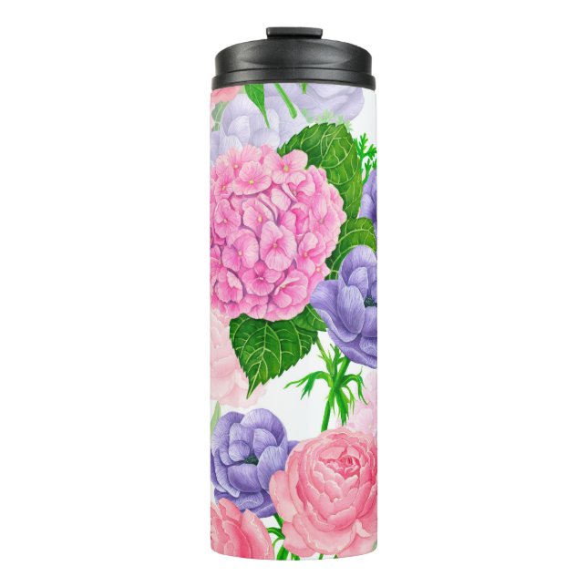 Watercolor floral pattern thermal tumbler (Front)