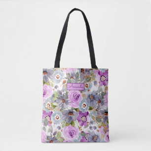 Watercolor Floral Pattern Tote Bag