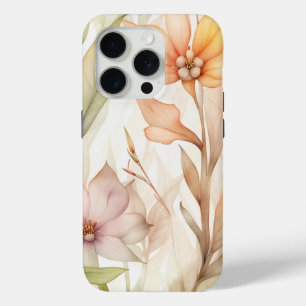 Watercolor Floral Pattern with Pink, Orange Yellow iPhone 15 Pro Case