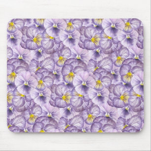 Watercolor floral pattern with violet pansies mouse mat