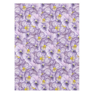Watercolor floral pattern with violet pansies tablecloth