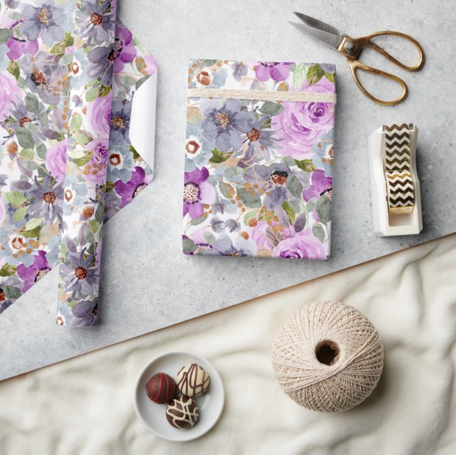 Watercolor Floral Pattern Wrapping Paper (Crafts)