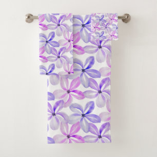 Watercolor Floral Patterned Bath Towel Set