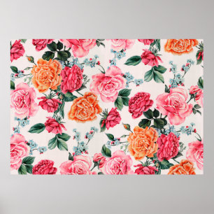 watercolor floral patternpattern, vintage, flower, poster