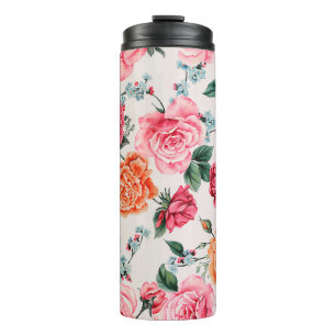 watercolor floral patternpattern, vintage, flower, thermal tumbler