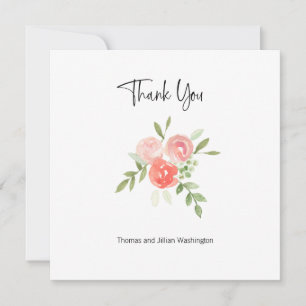 Watercolor Floral Peach Coral Blush Thank You Card