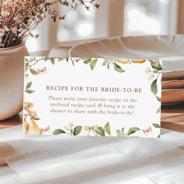 Watercolor Floral Pear Bridal Shower Insert Card (Creator Uploaded)