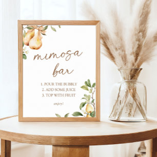 Watercolor Floral Pear Bridal Shower Mimosa Bar Poster