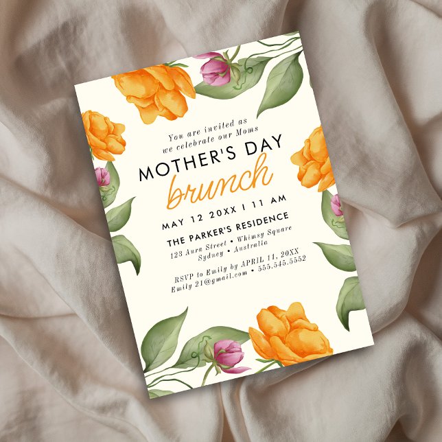 Watercolor Floral peonies mother's day brunch  Invitation (Creator Uploaded)
