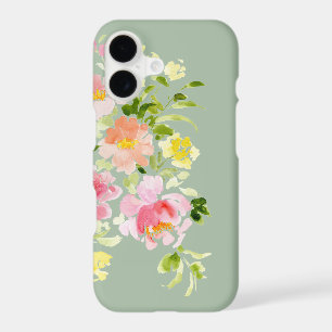 Watercolor floral peony garden